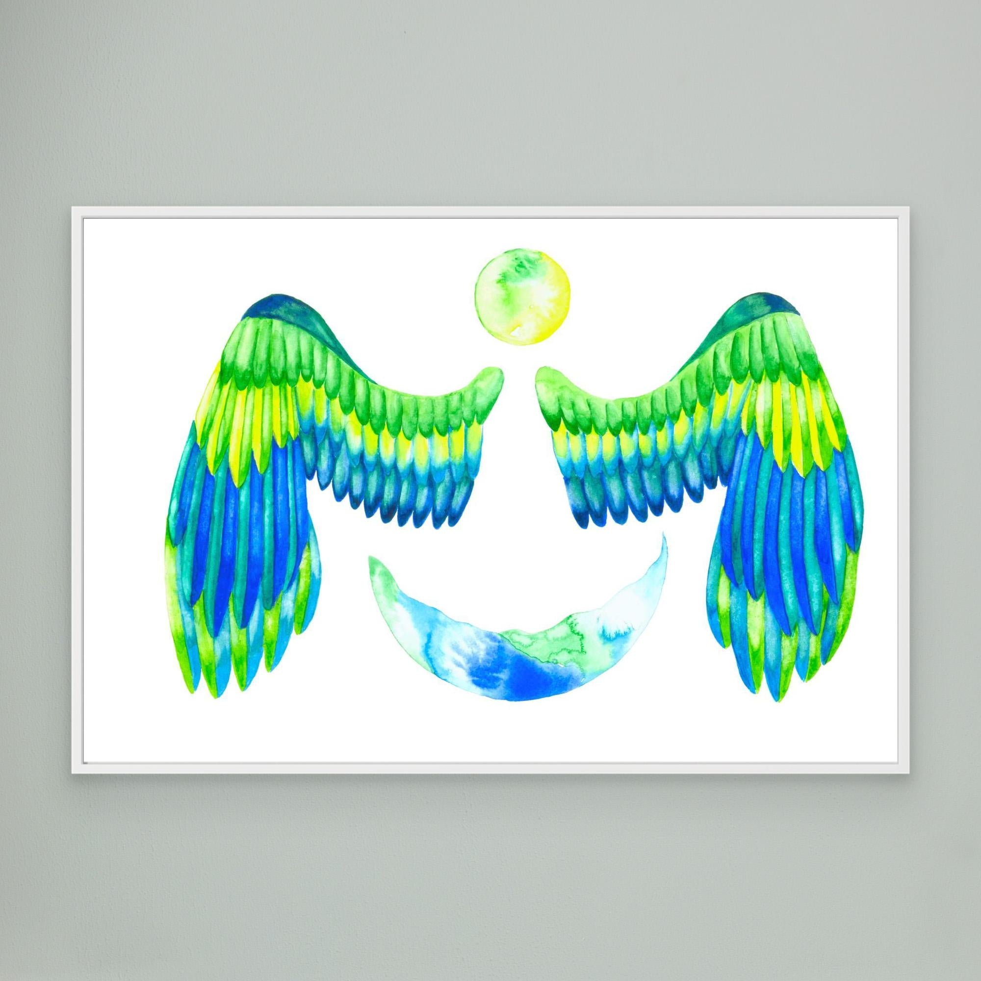 Turquoise Moon and Wings