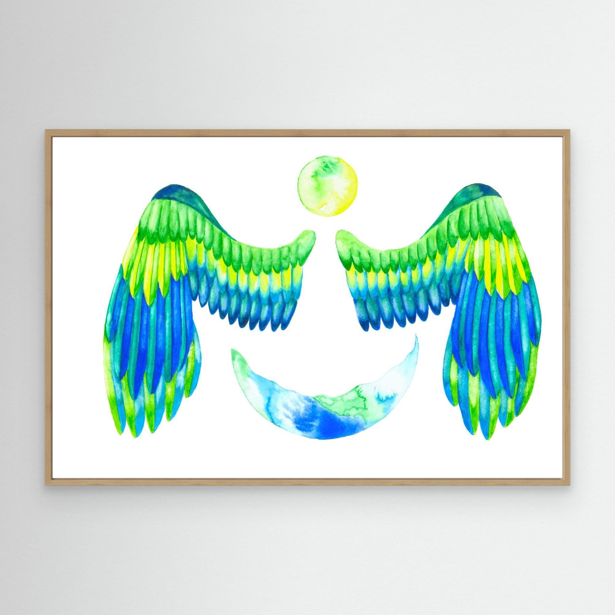 Turquoise Moon and Wings