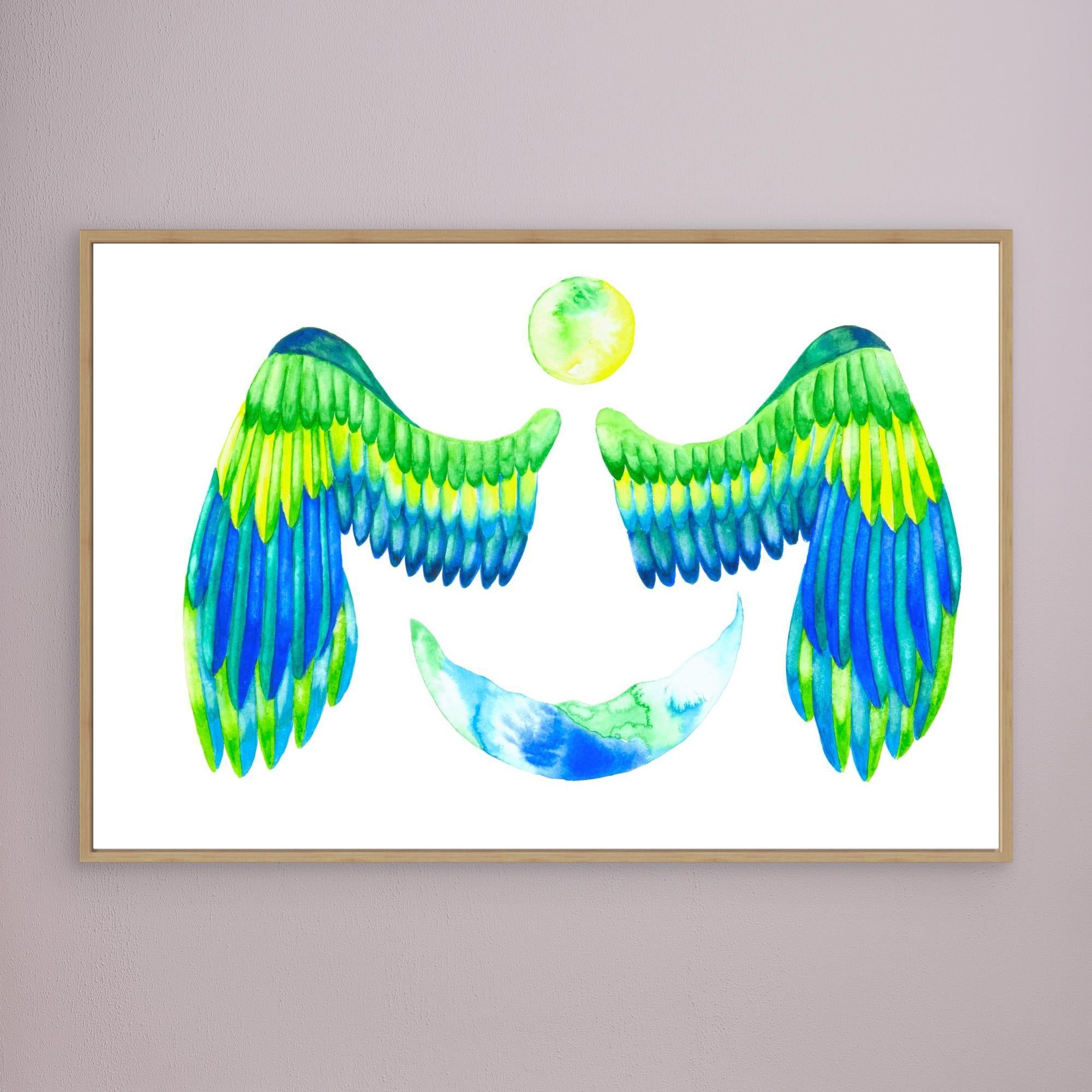 Turquoise Moon and Wings