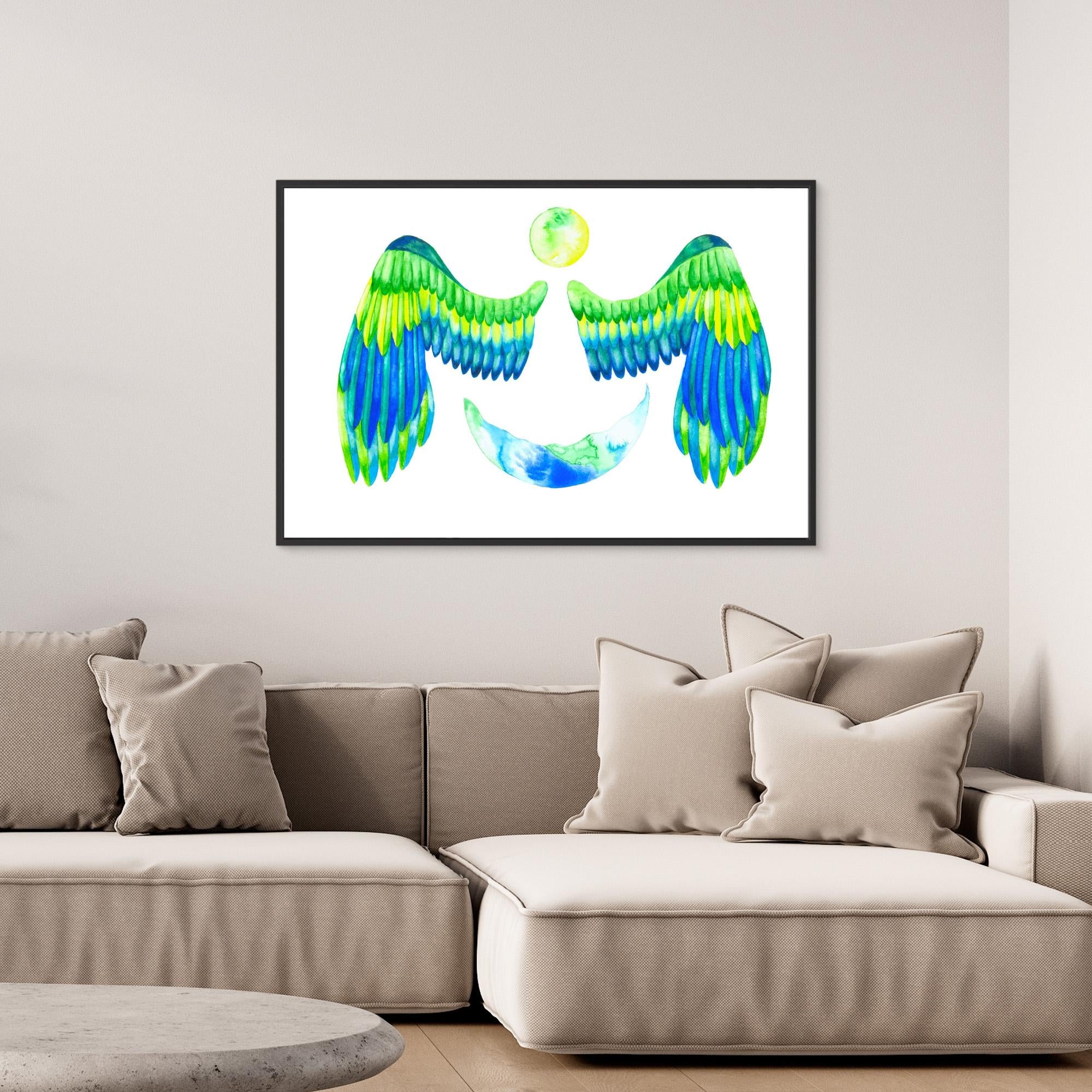 Turquoise Moon and Wings